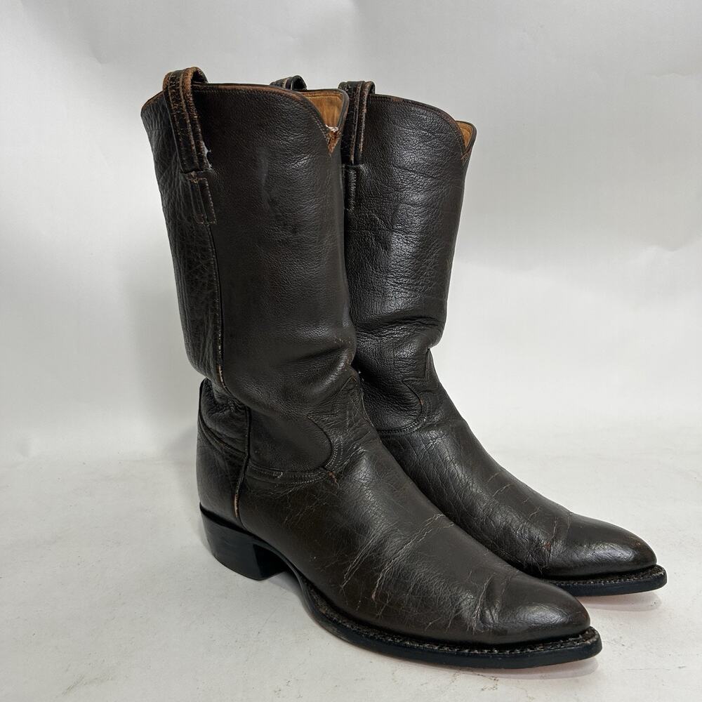 Tony Lama Gold Label Water Buffalo Cowboy Boots “Espresso”